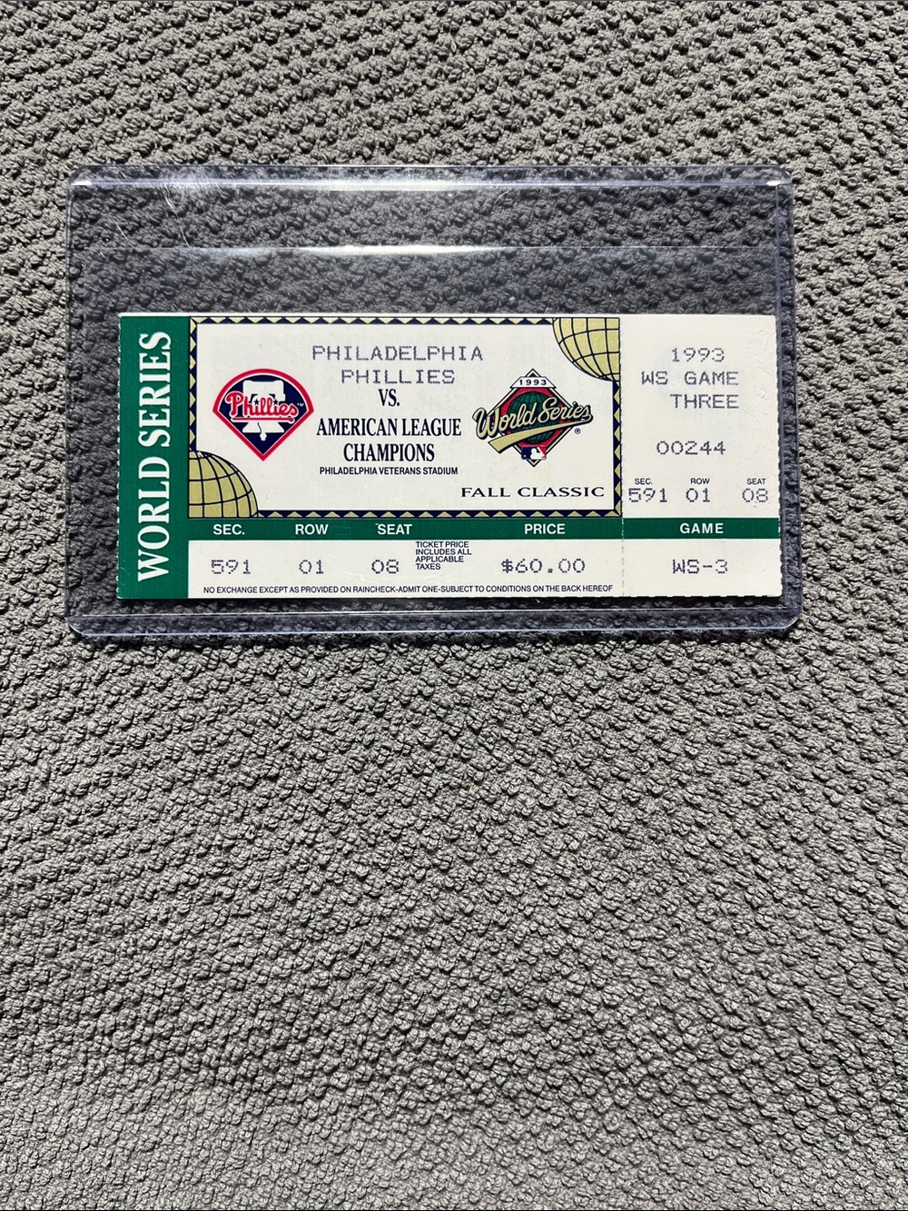 1993 World Series Ticket Stub - Philadelphia Phillies vs American League Champs